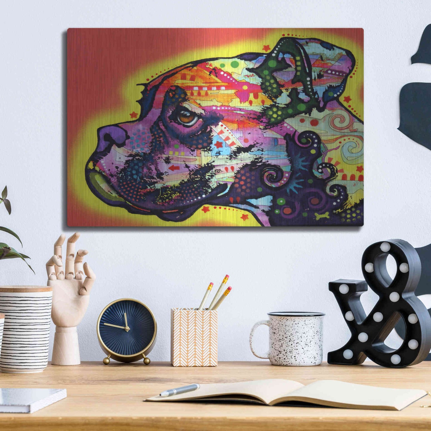 Luxe Metal Art 'Profile Boxer' by Dean Russo, Metal Wall Art,16x12