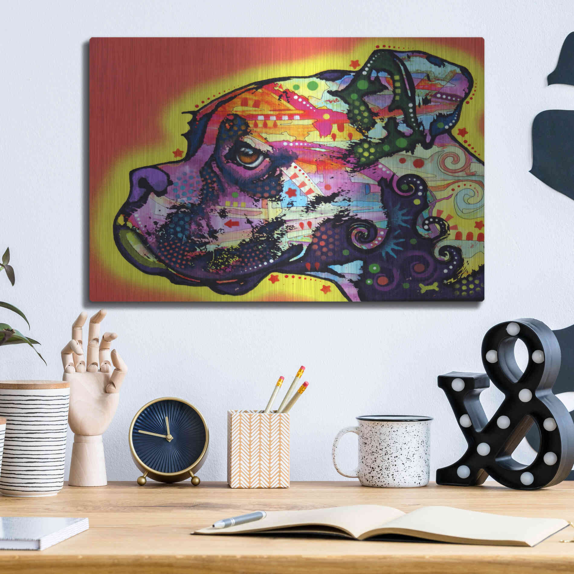 Luxe Metal Art 'Profile Boxer' by Dean Russo, Metal Wall Art,16x12