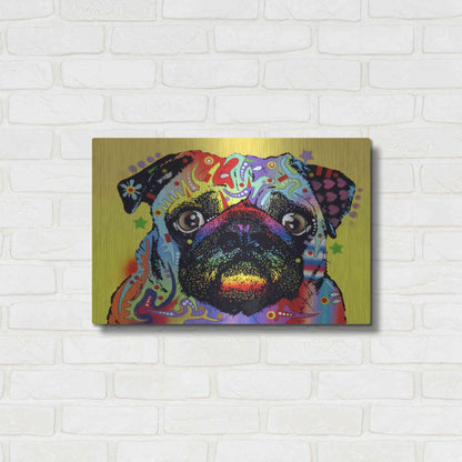 Luxe Metal Art 'Pug 1' by Dean Russo, Metal Wall Art,24x16