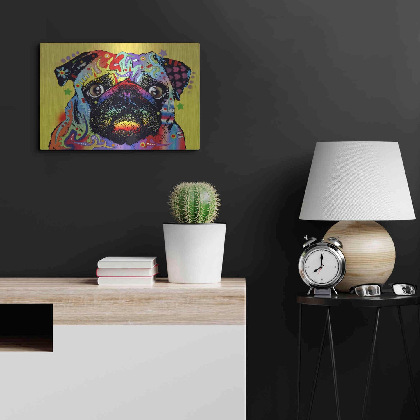 Luxe Metal Art 'Pug 1' by Dean Russo, Metal Wall Art,24x16