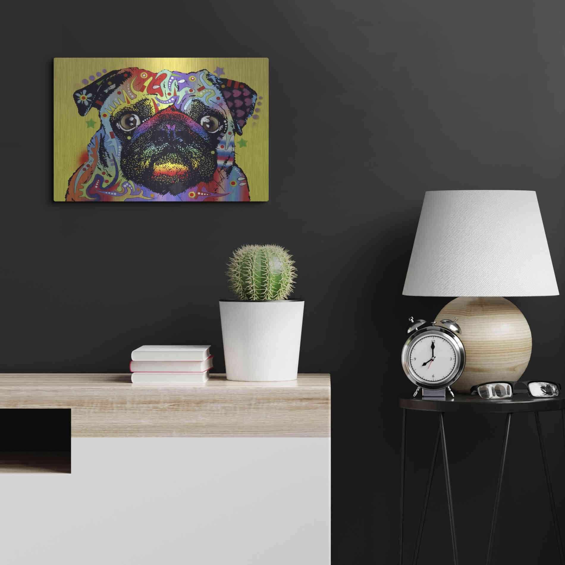 Luxe Metal Art 'Pug 1' by Dean Russo, Metal Wall Art,24x16
