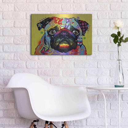 Luxe Metal Art 'Pug 1' by Dean Russo, Metal Wall Art,24x16
