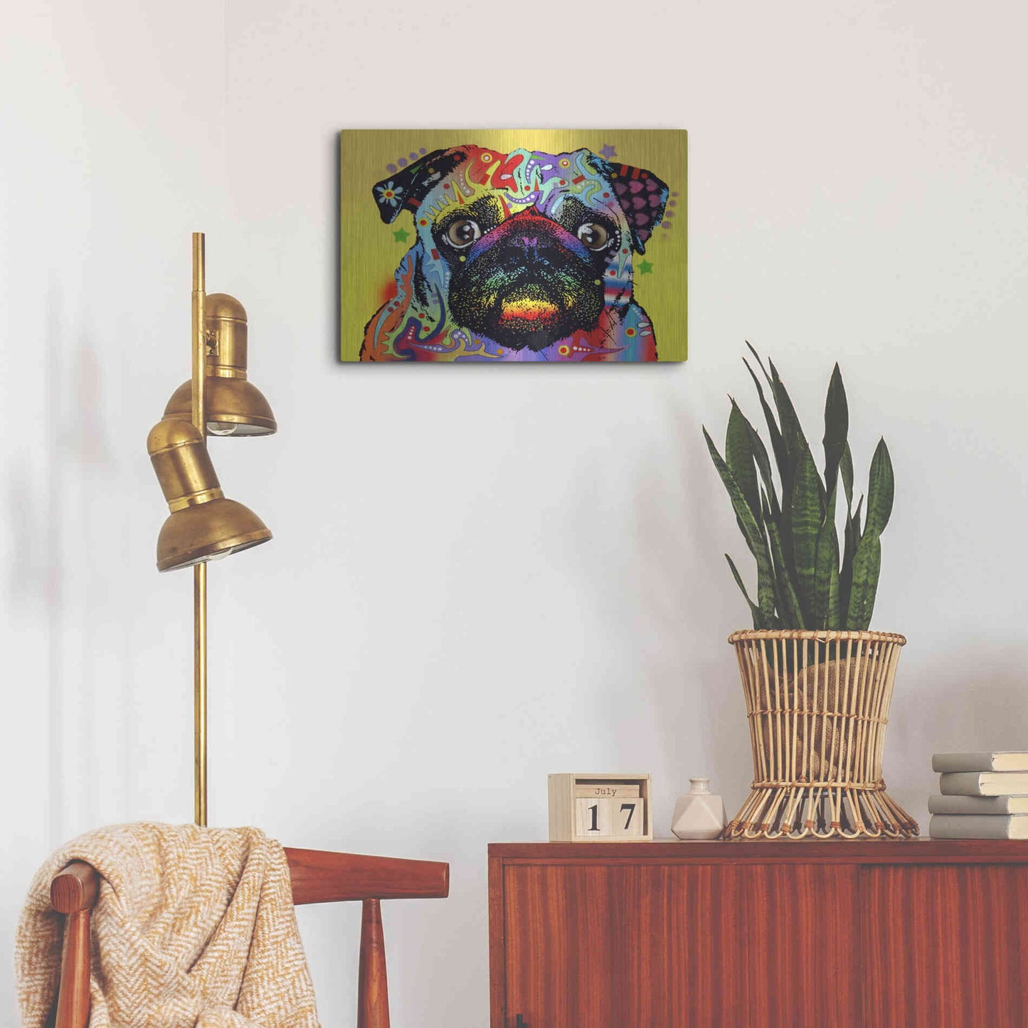 Luxe Metal Art 'Pug 1' by Dean Russo, Metal Wall Art,24x16