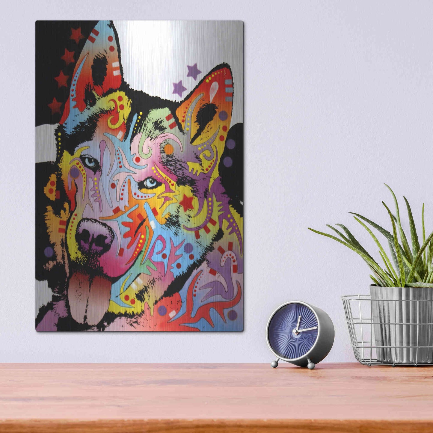 Luxe Metal Art 'Siberian Husky 1' by Dean Russo, Metal Wall Art,12x16