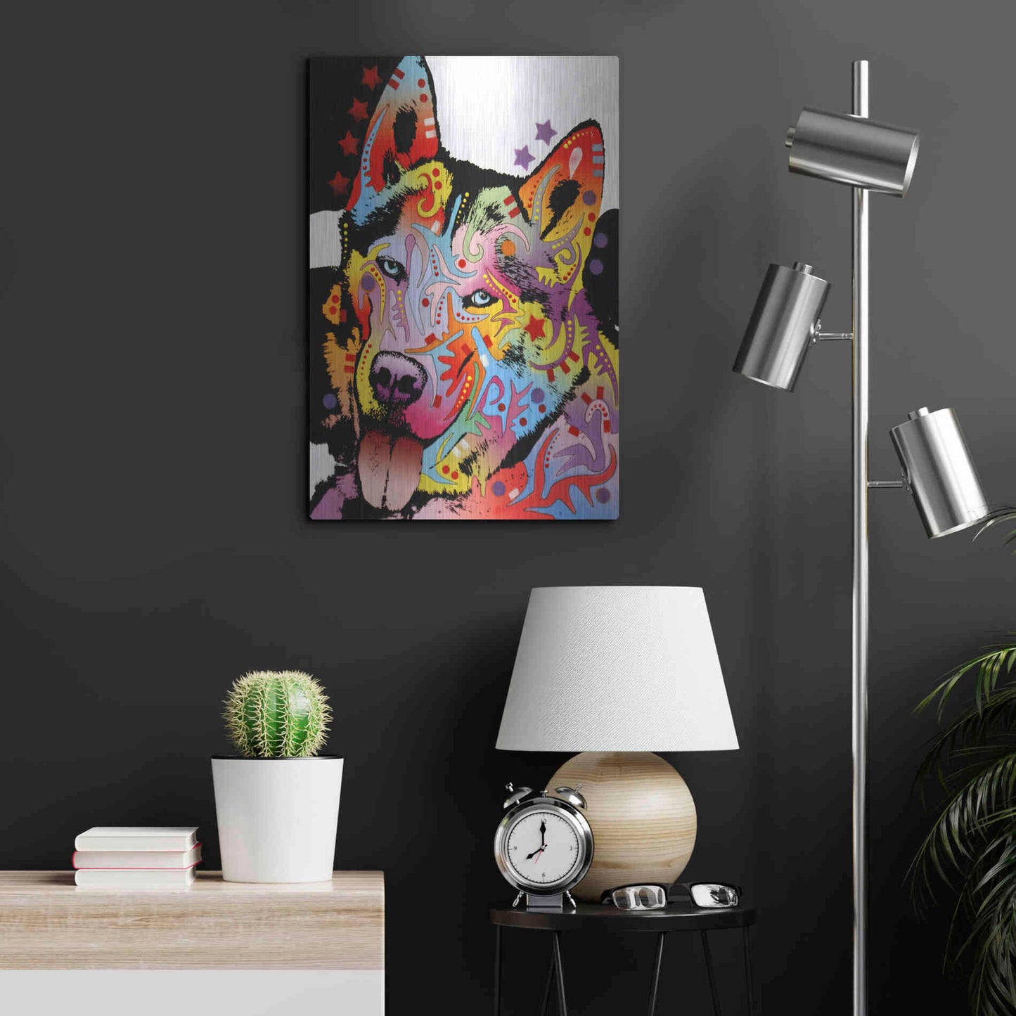 Luxe Metal Art 'Siberian Husky 1' by Dean Russo, Metal Wall Art,16x24