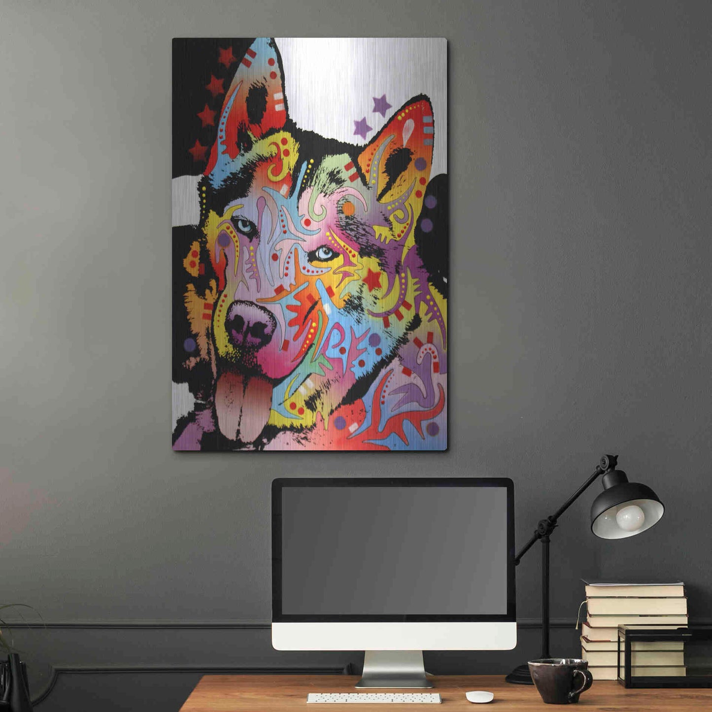 Luxe Metal Art 'Siberian Husky 1' by Dean Russo, Metal Wall Art,24x36