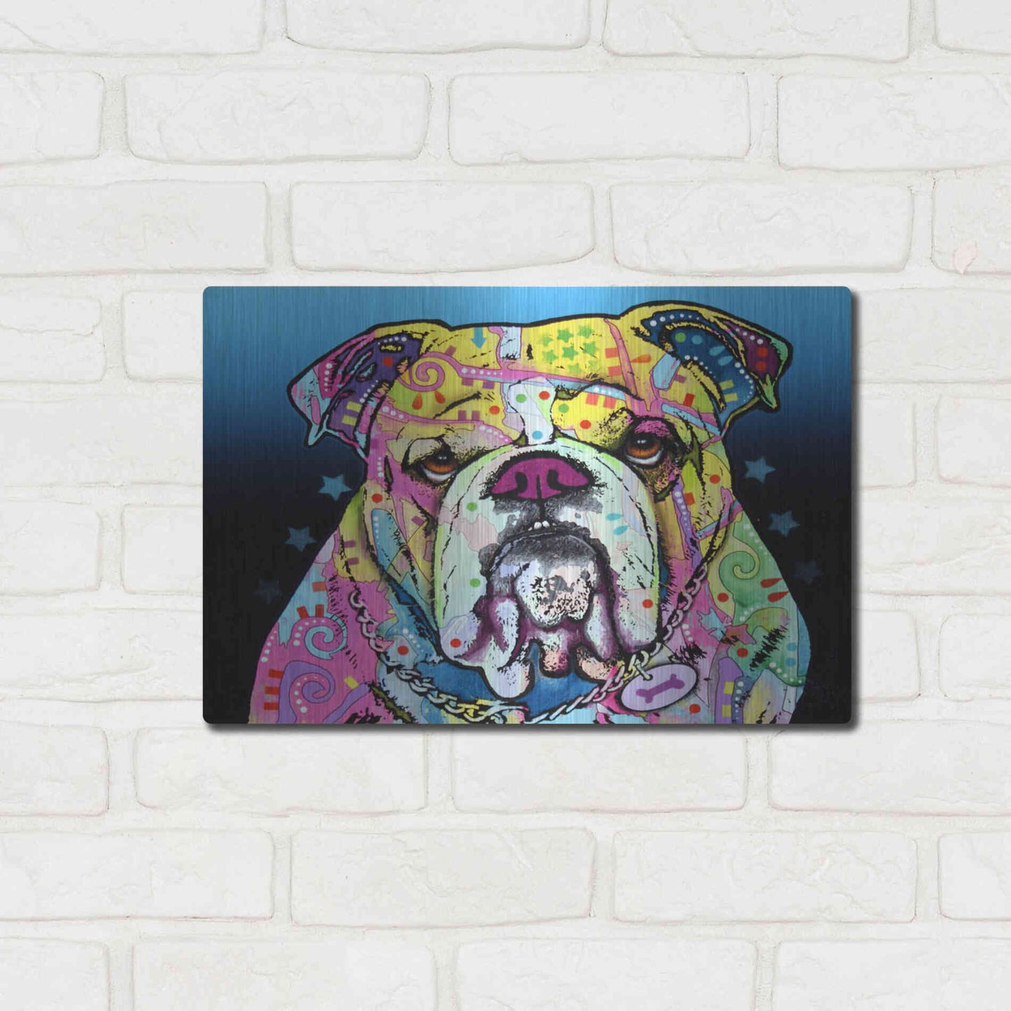 Luxe Metal Art 'The Bulldog' by Dean Russo, Metal Wall Art,16x12
