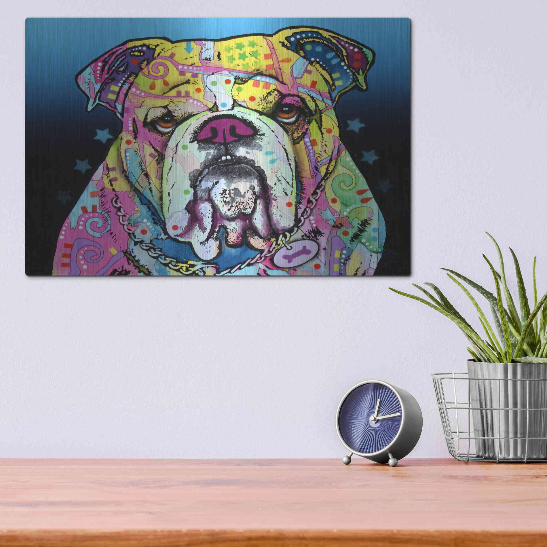 Luxe Metal Art 'The Bulldog' by Dean Russo, Metal Wall Art,16x12