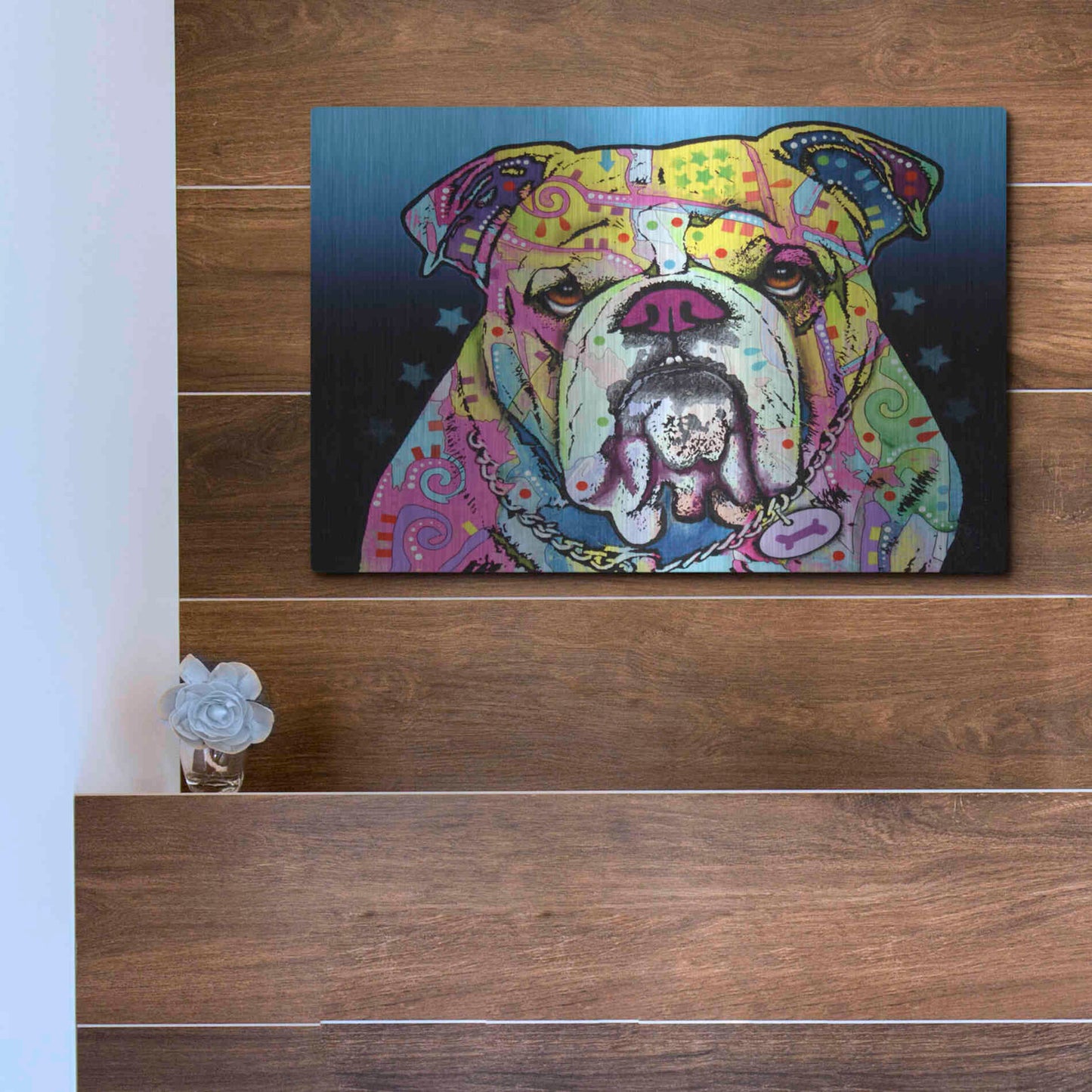 Luxe Metal Art 'The Bulldog' by Dean Russo, Metal Wall Art,16x12