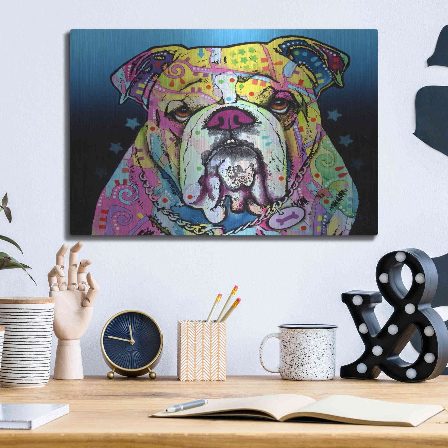 Luxe Metal Art 'The Bulldog' by Dean Russo, Metal Wall Art,16x12