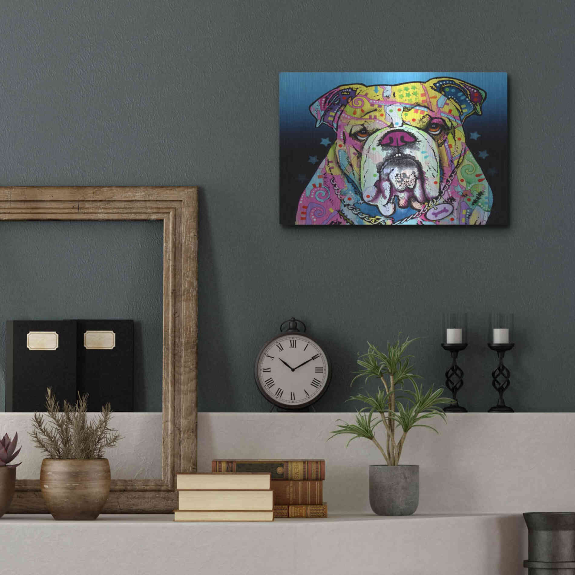 Luxe Metal Art 'The Bulldog' by Dean Russo, Metal Wall Art,16x12