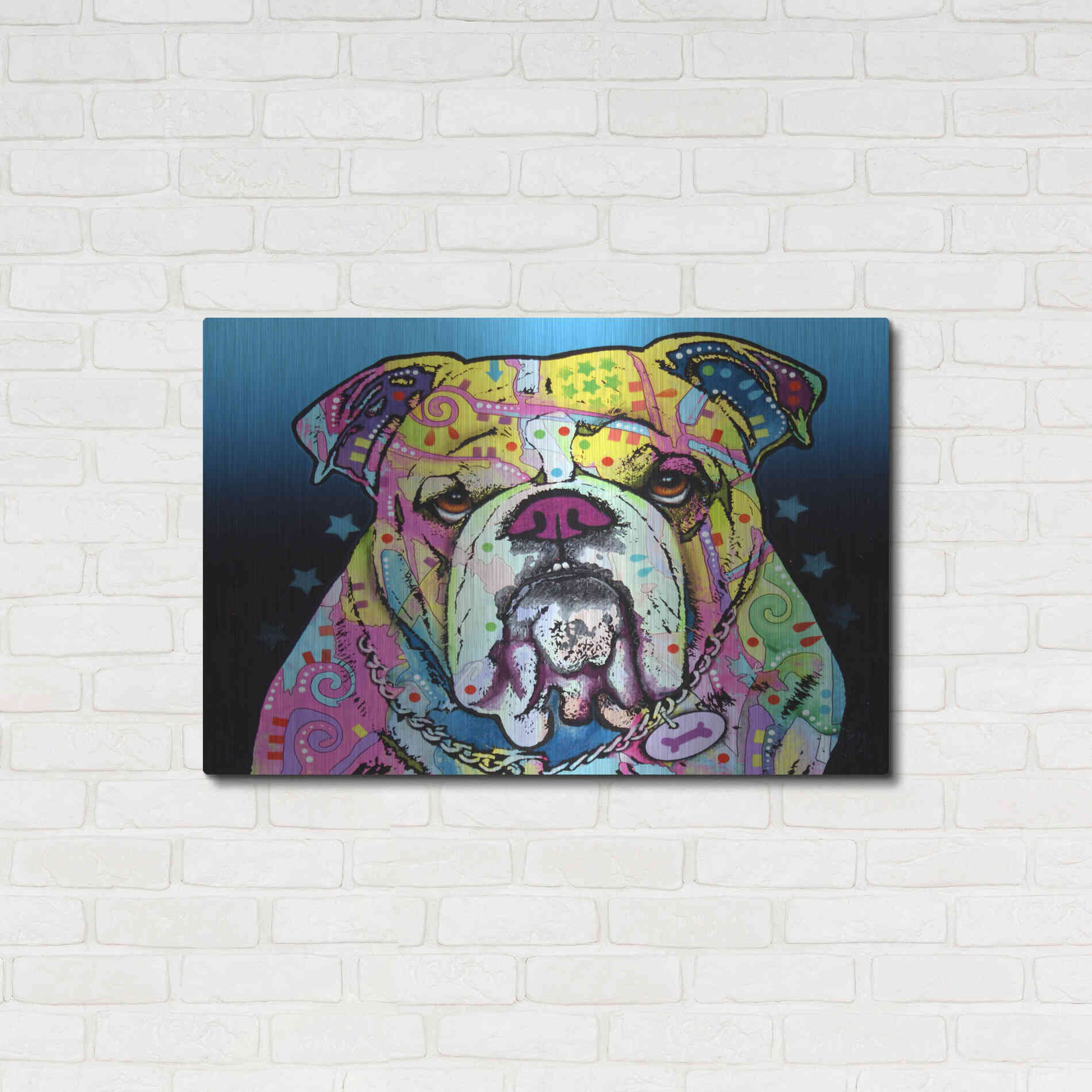 Luxe Metal Art 'The Bulldog' by Dean Russo, Metal Wall Art,36x24