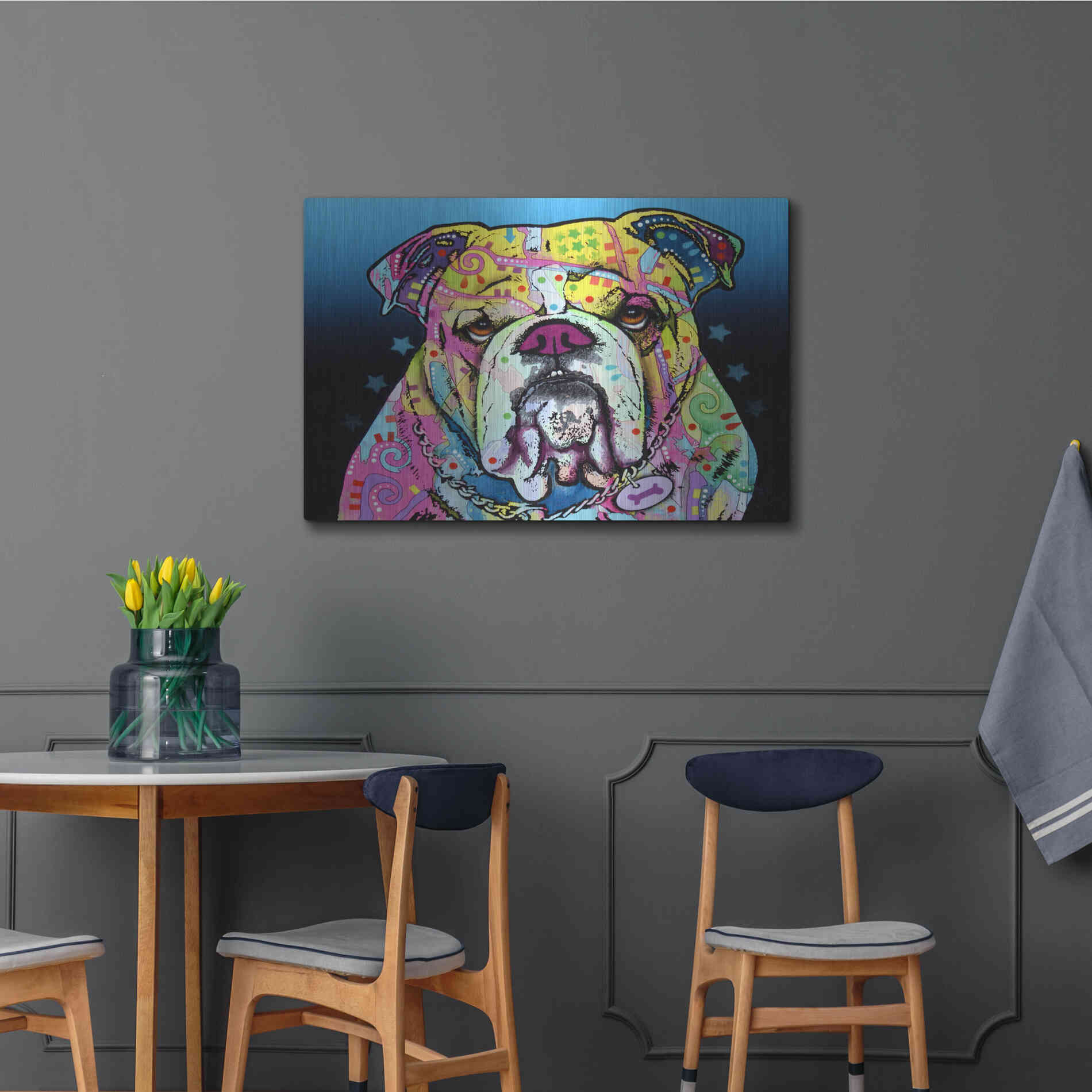 Luxe Metal Art 'The Bulldog' by Dean Russo, Metal Wall Art,36x24