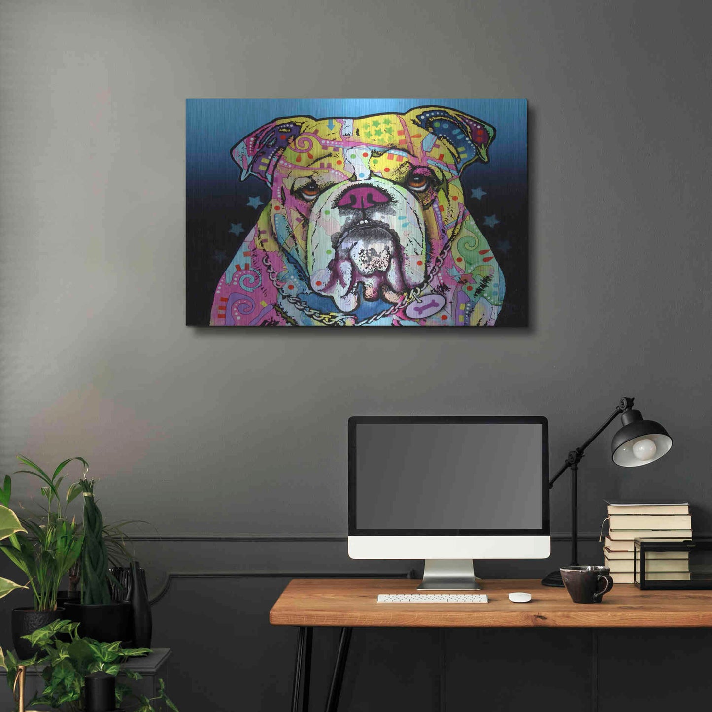 Luxe Metal Art 'The Bulldog' by Dean Russo, Metal Wall Art,36x24