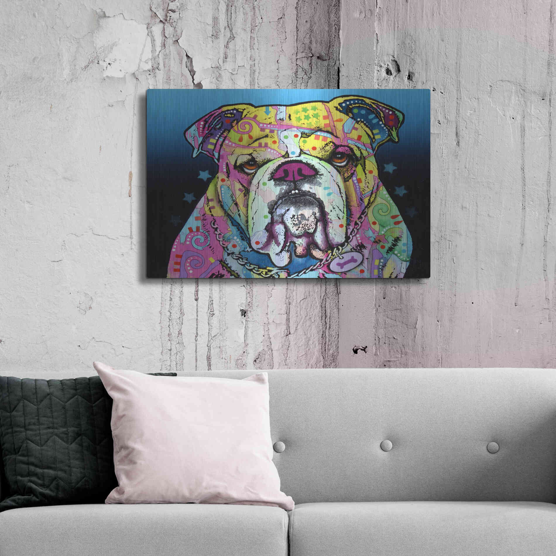 Luxe Metal Art 'The Bulldog' by Dean Russo, Metal Wall Art,36x24