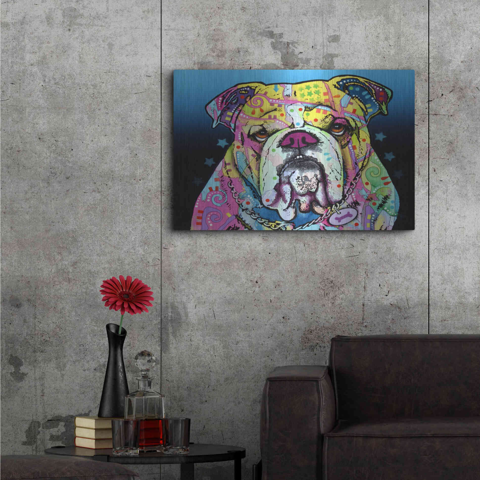 Luxe Metal Art 'The Bulldog' by Dean Russo, Metal Wall Art,36x24
