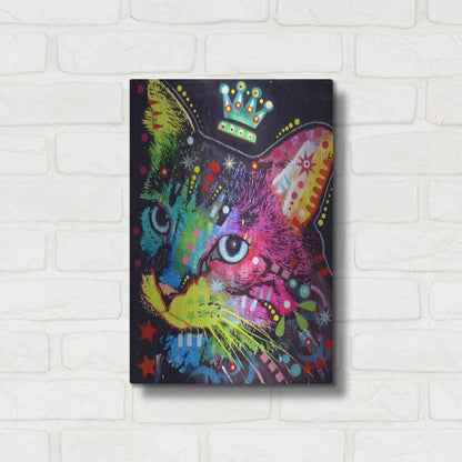 Luxe Metal Art 'Thinking Cat Crowned' by Dean Russo, Metal Wall Art,12x16