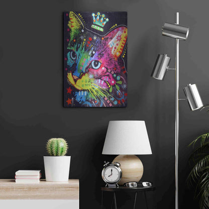 Luxe Metal Art 'Thinking Cat Crowned' by Dean Russo, Metal Wall Art,16x24