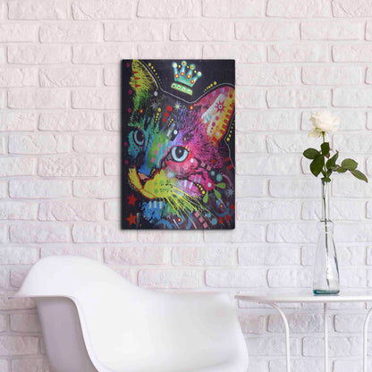 Luxe Metal Art 'Thinking Cat Crowned' by Dean Russo, Metal Wall Art,16x24