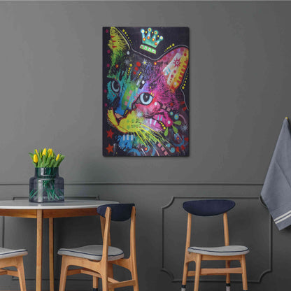Luxe Metal Art 'Thinking Cat Crowned' by Dean Russo, Metal Wall Art,24x36