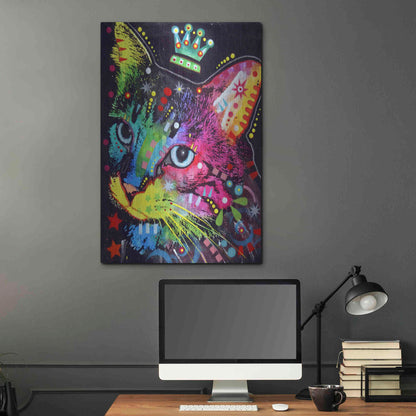 Luxe Metal Art 'Thinking Cat Crowned' by Dean Russo, Metal Wall Art,24x36