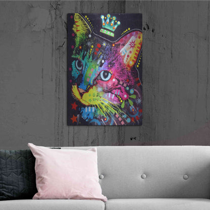 Luxe Metal Art 'Thinking Cat Crowned' by Dean Russo, Metal Wall Art,24x36
