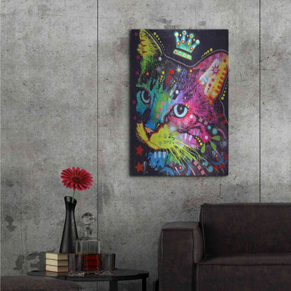 Luxe Metal Art 'Thinking Cat Crowned' by Dean Russo, Metal Wall Art,24x36