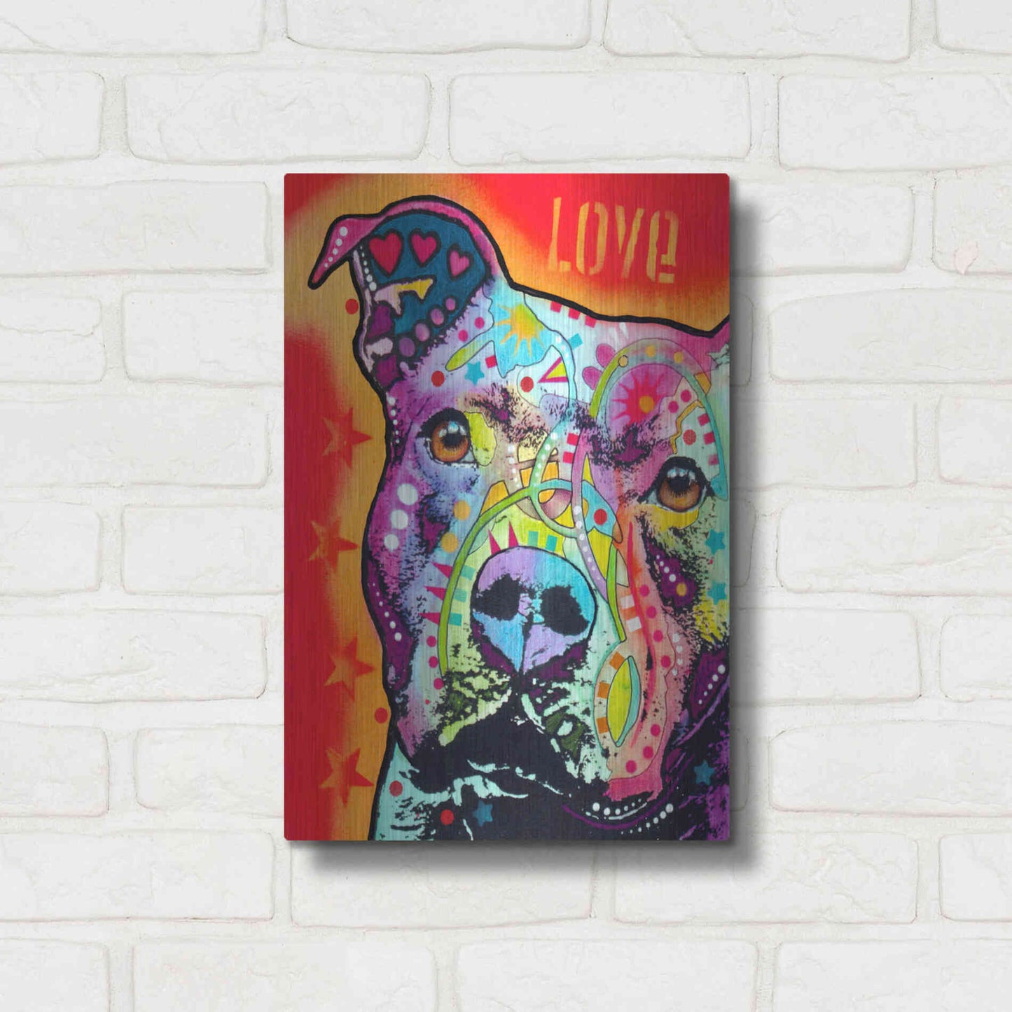 Luxe Metal Art 'Thoughtful Pitbull' by Dean Russo, Metal Wall Art,12x16