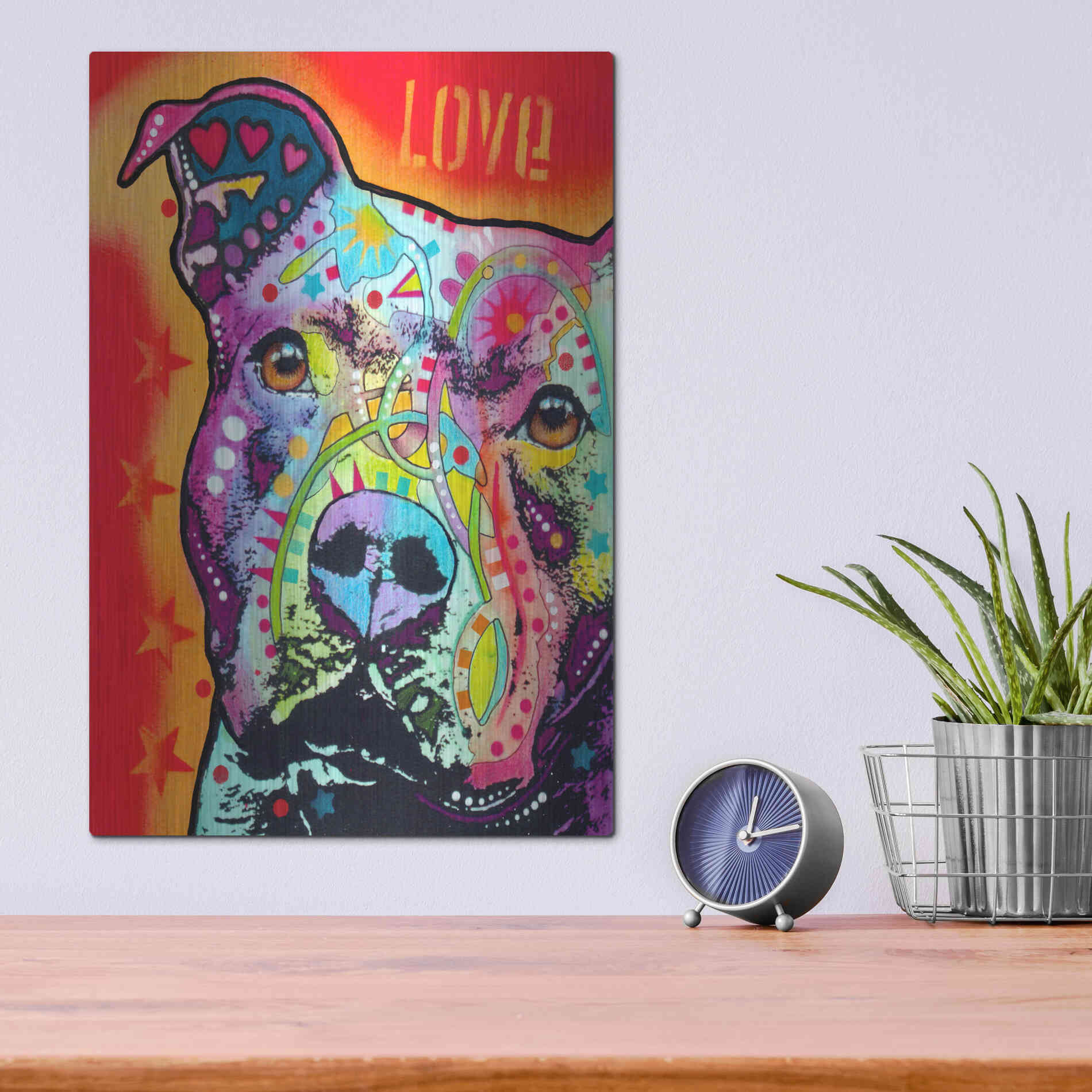 Luxe Metal Art 'Thoughtful Pitbull' by Dean Russo, Metal Wall Art,12x16