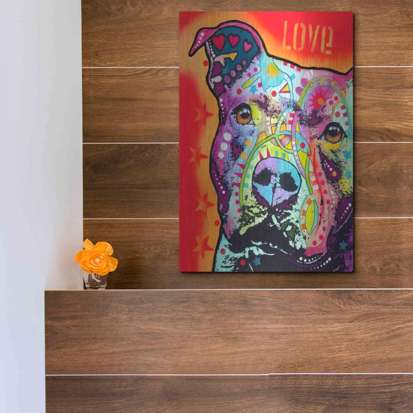 Luxe Metal Art 'Thoughtful Pitbull' by Dean Russo, Metal Wall Art,12x16