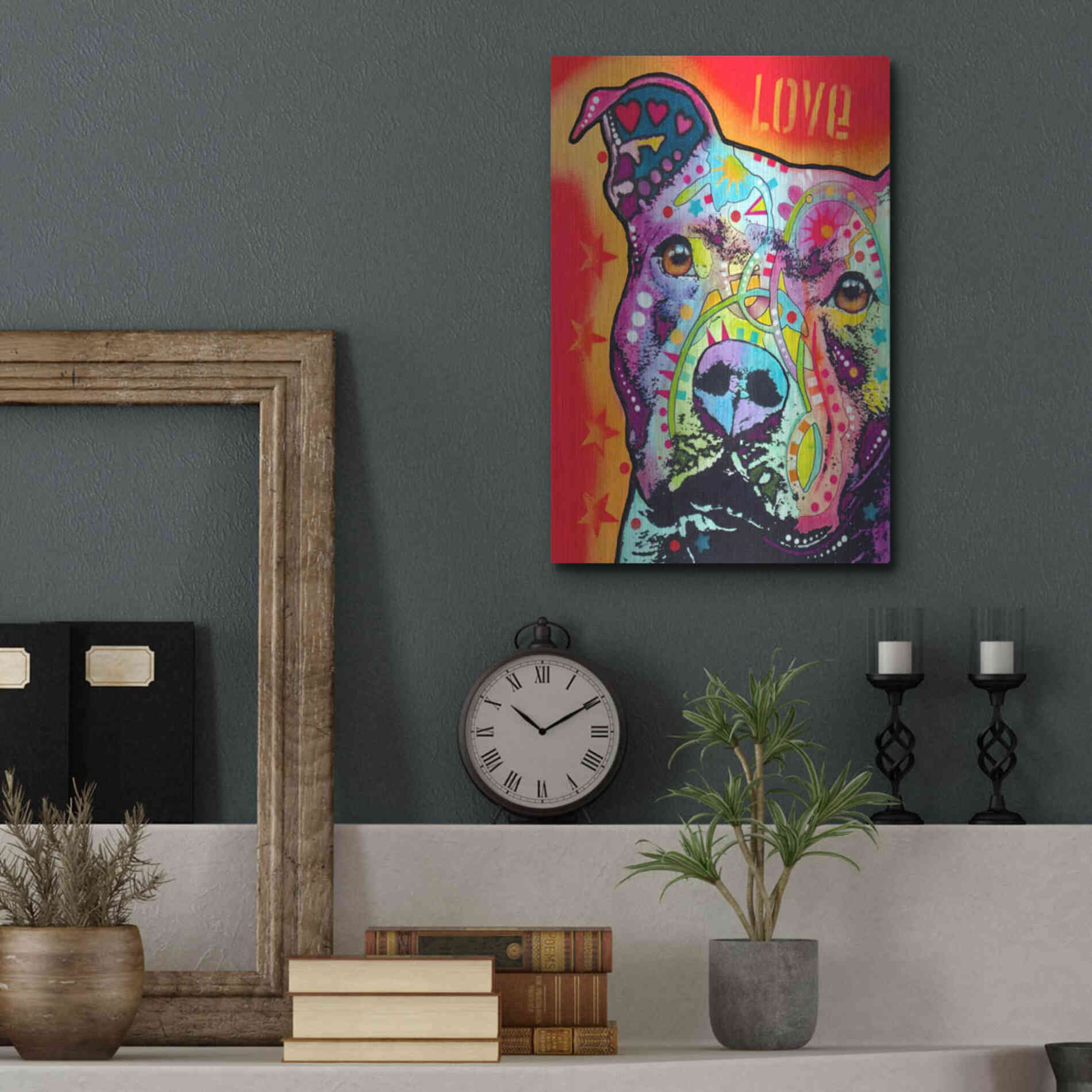 Luxe Metal Art 'Thoughtful Pitbull' by Dean Russo, Metal Wall Art,12x16