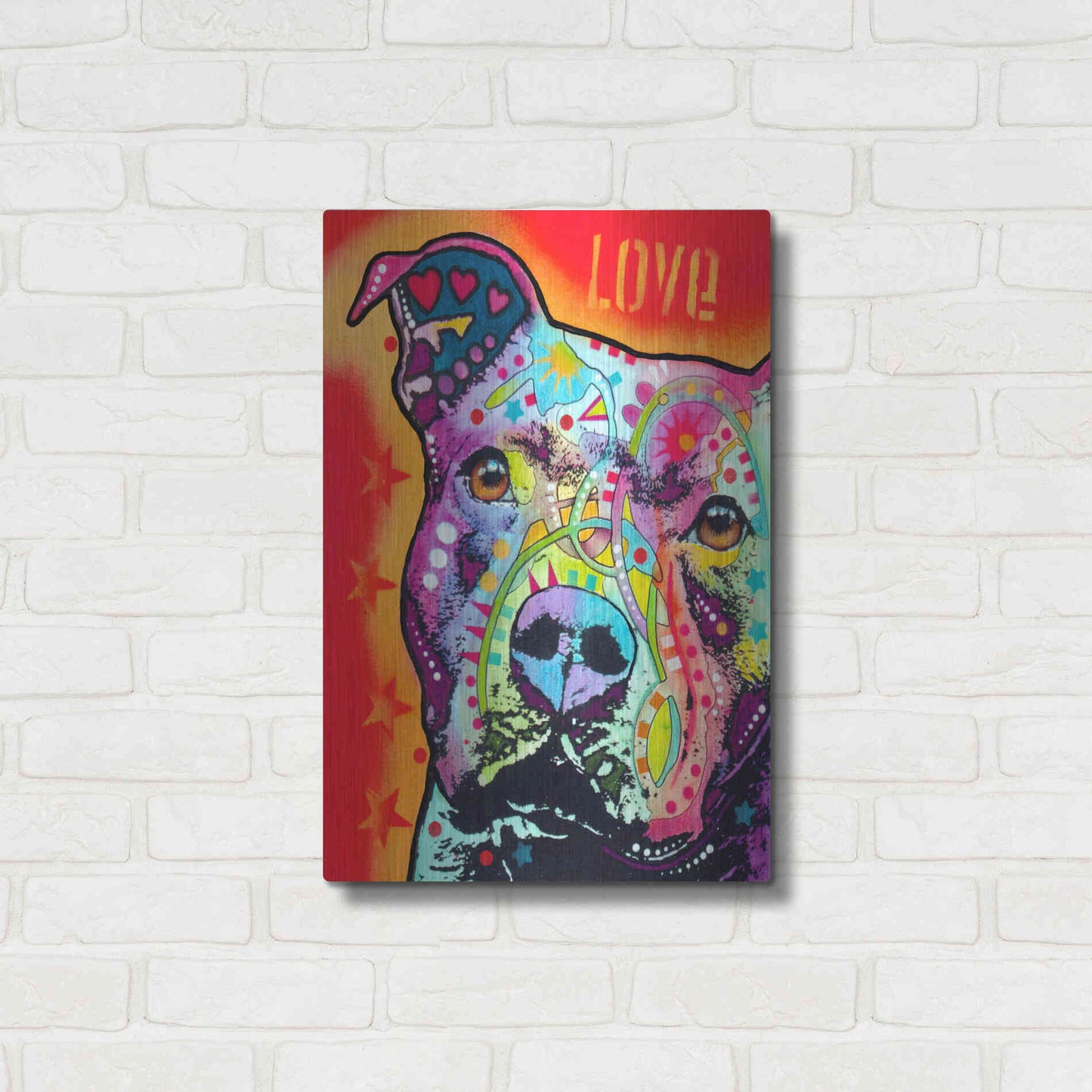 Luxe Metal Art 'Thoughtful Pitbull' by Dean Russo, Metal Wall Art,16x24