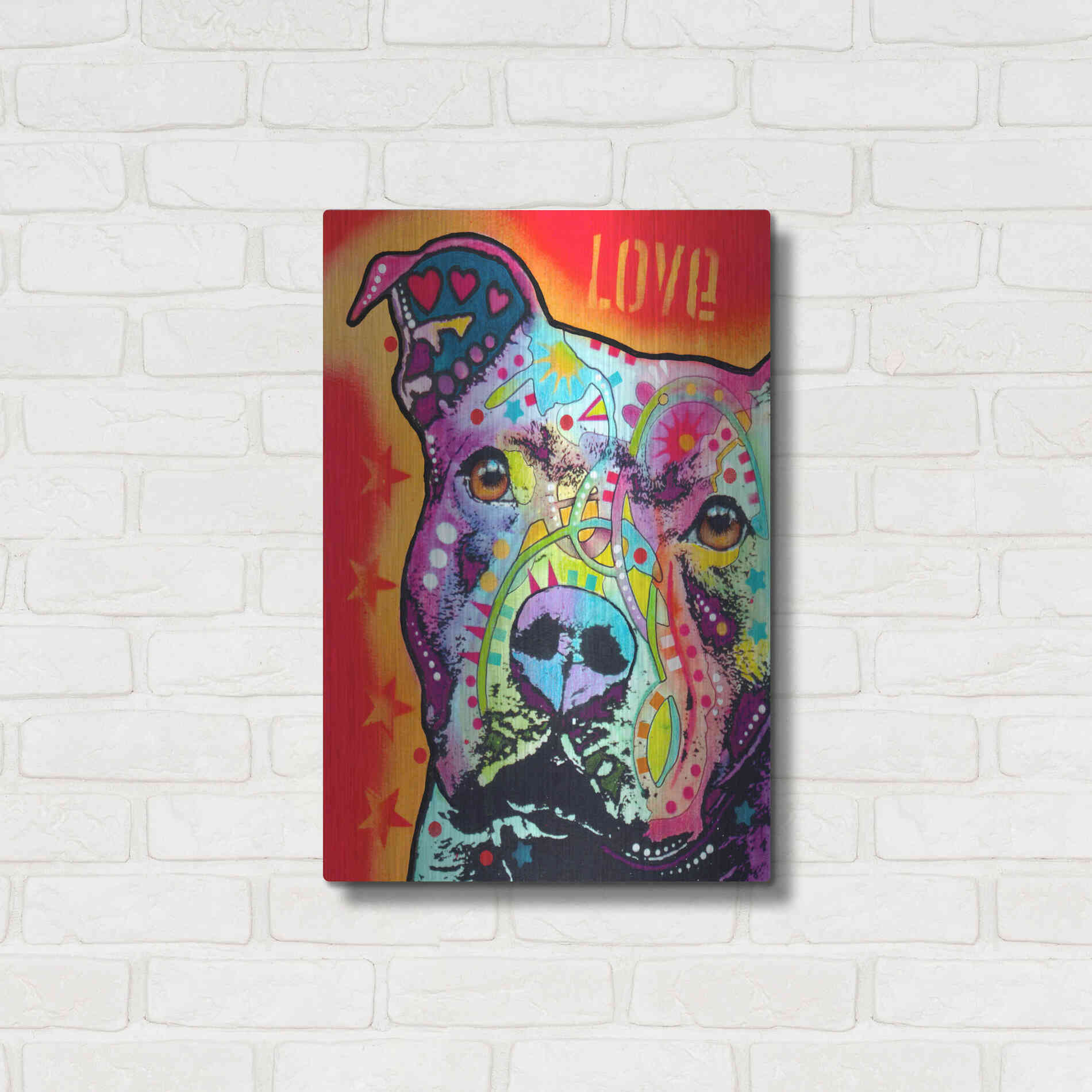 Luxe Metal Art 'Thoughtful Pitbull' by Dean Russo, Metal Wall Art,16x24