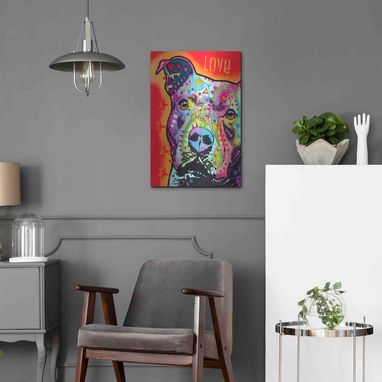 Luxe Metal Art 'Thoughtful Pitbull' by Dean Russo, Metal Wall Art,16x24