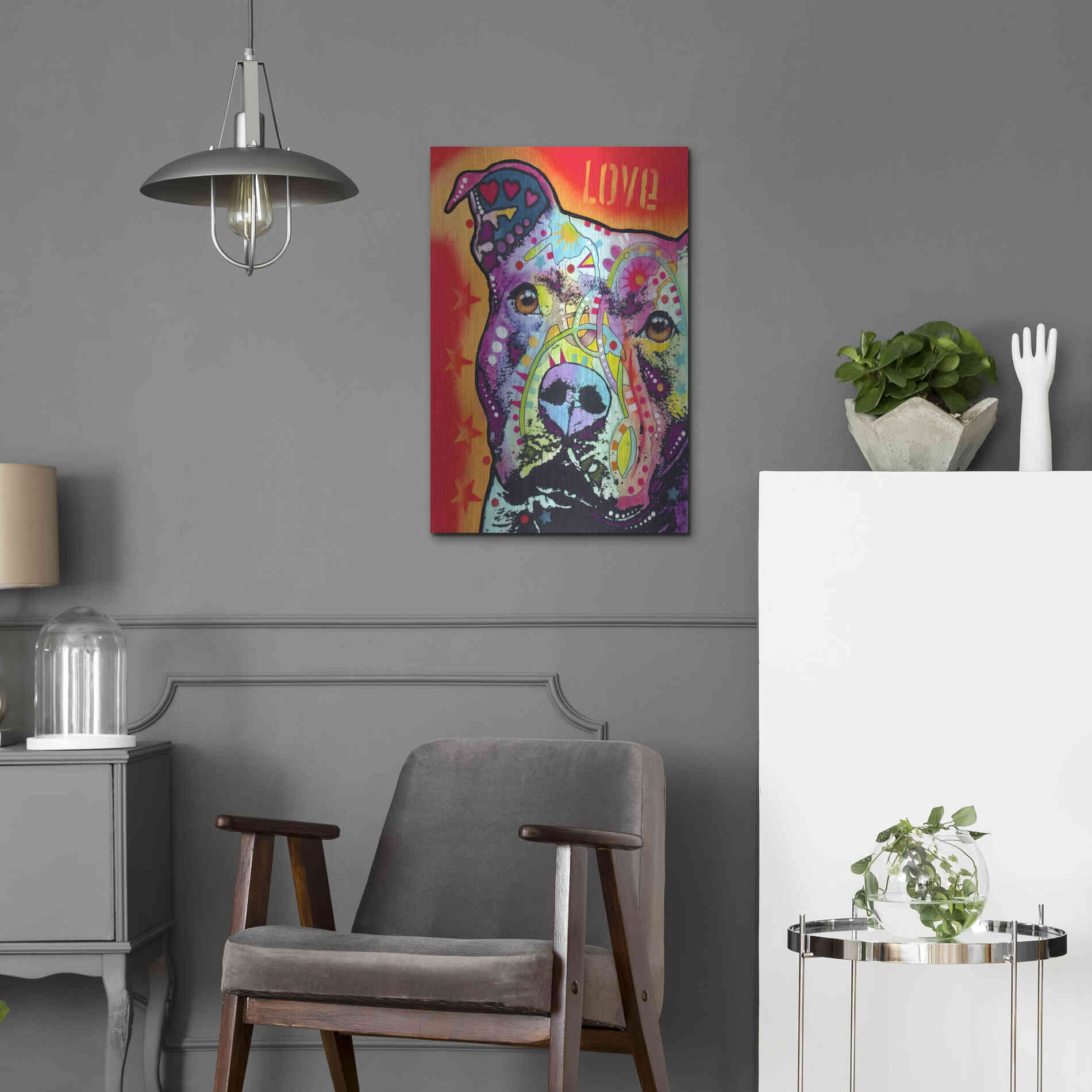 Luxe Metal Art 'Thoughtful Pitbull' by Dean Russo, Metal Wall Art,16x24