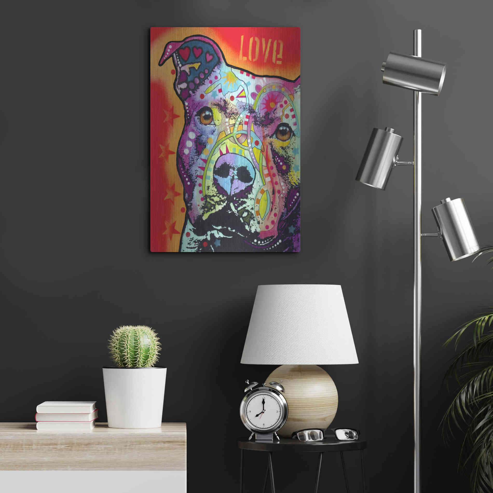 Luxe Metal Art 'Thoughtful Pitbull' by Dean Russo, Metal Wall Art,16x24