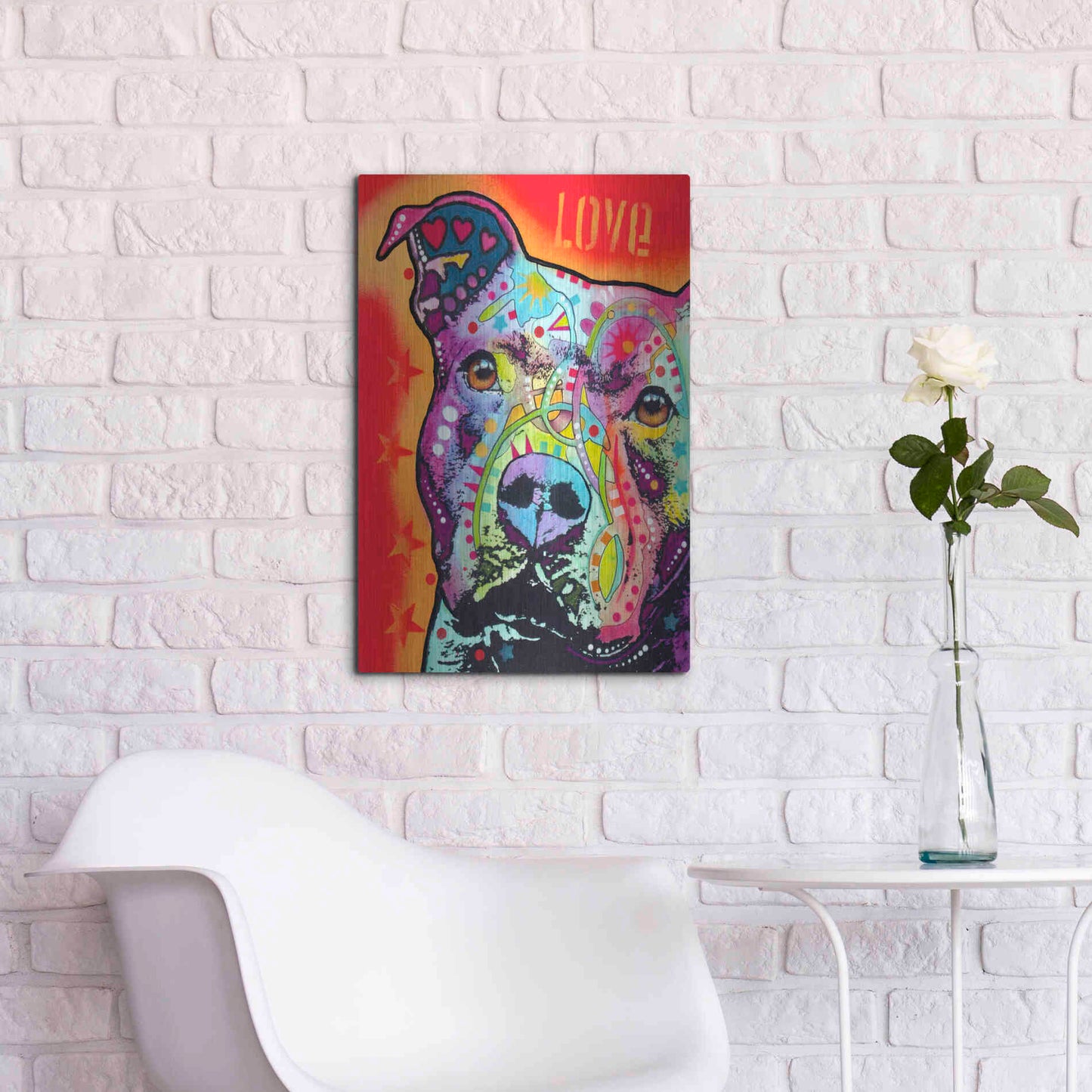 Luxe Metal Art 'Thoughtful Pitbull' by Dean Russo, Metal Wall Art,16x24