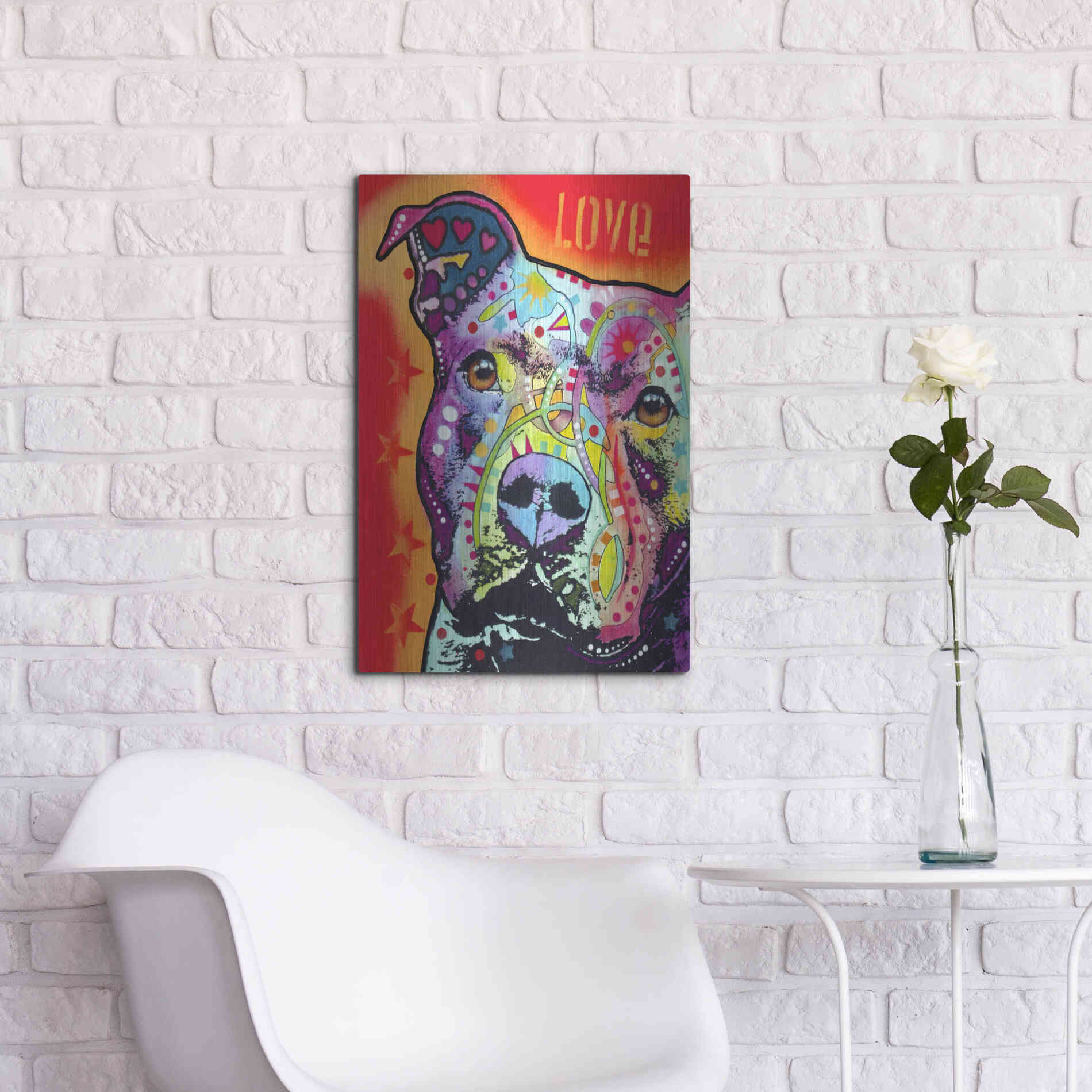 Luxe Metal Art 'Thoughtful Pitbull' by Dean Russo, Metal Wall Art,16x24