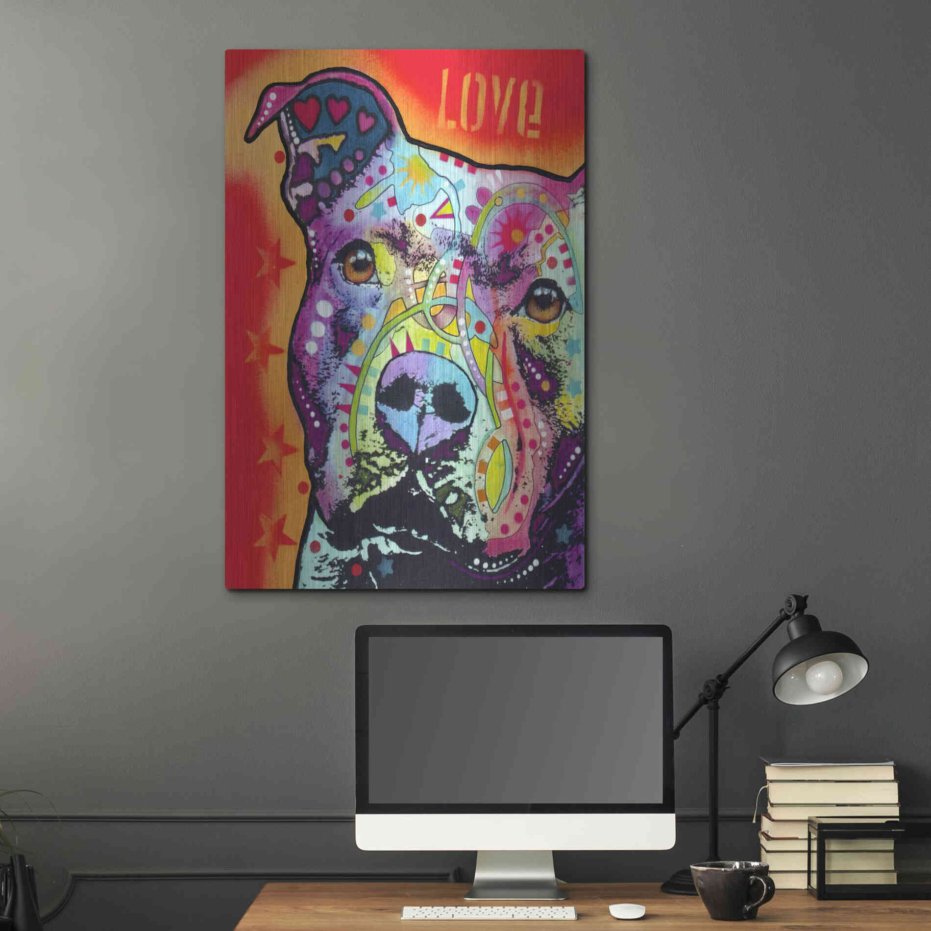 Luxe Metal Art 'Thoughtful Pitbull' by Dean Russo, Metal Wall Art,24x36