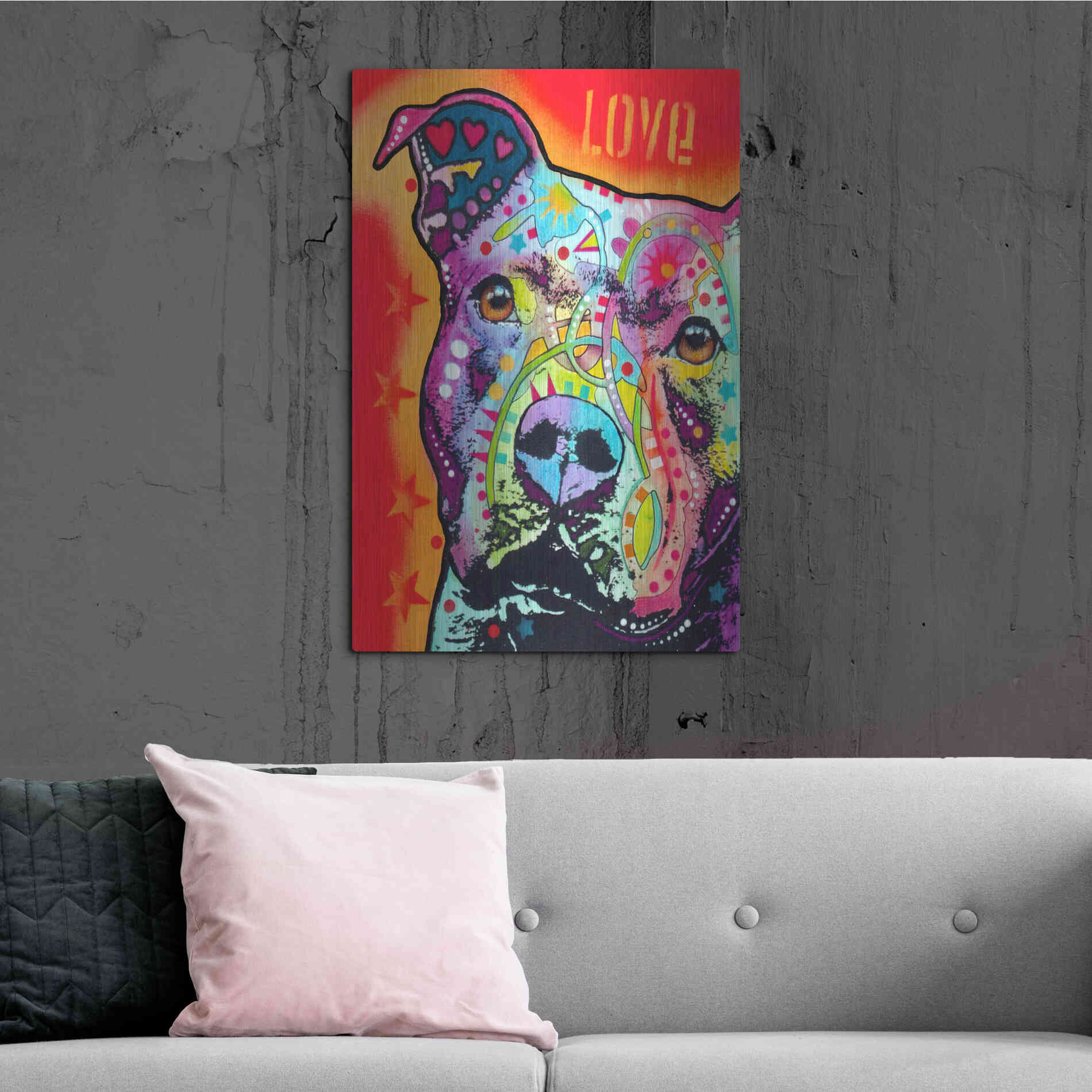 Luxe Metal Art 'Thoughtful Pitbull' by Dean Russo, Metal Wall Art,24x36