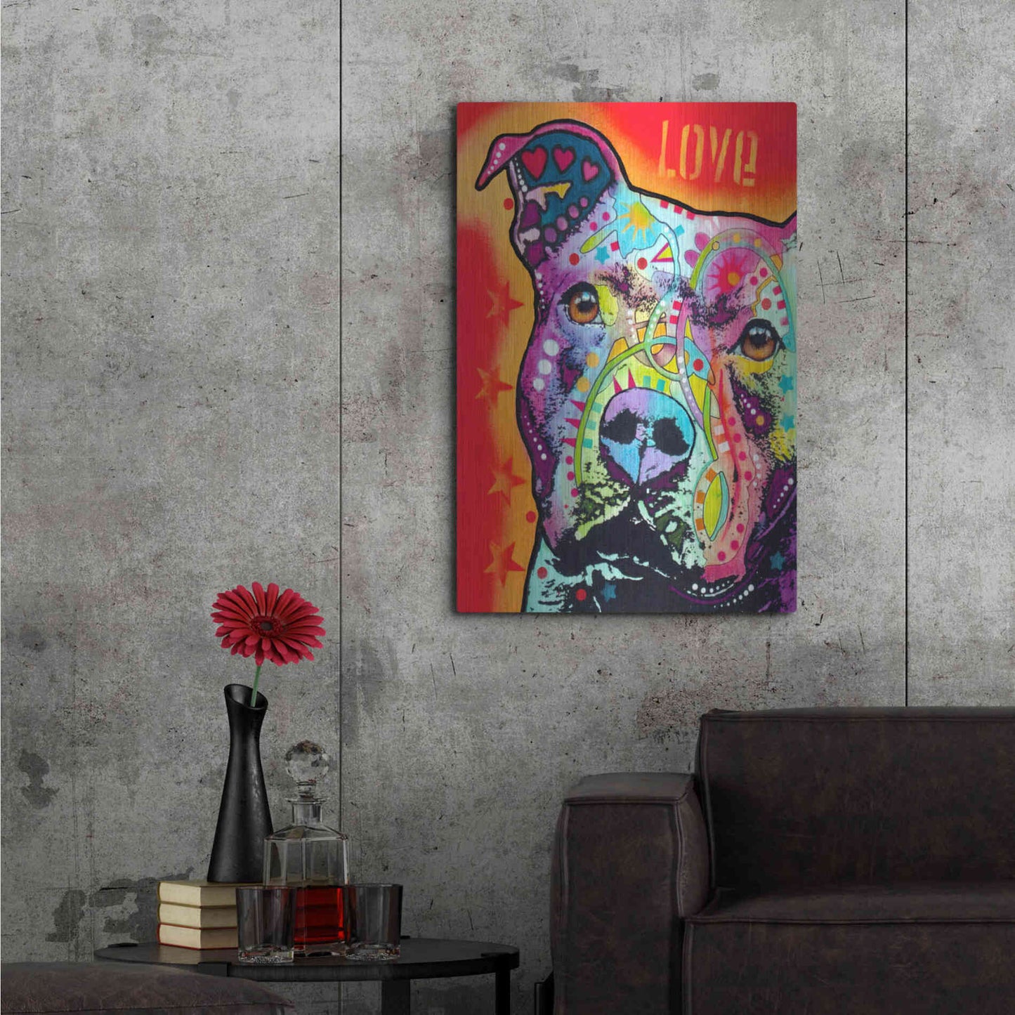 Luxe Metal Art 'Thoughtful Pitbull' by Dean Russo, Metal Wall Art,24x36