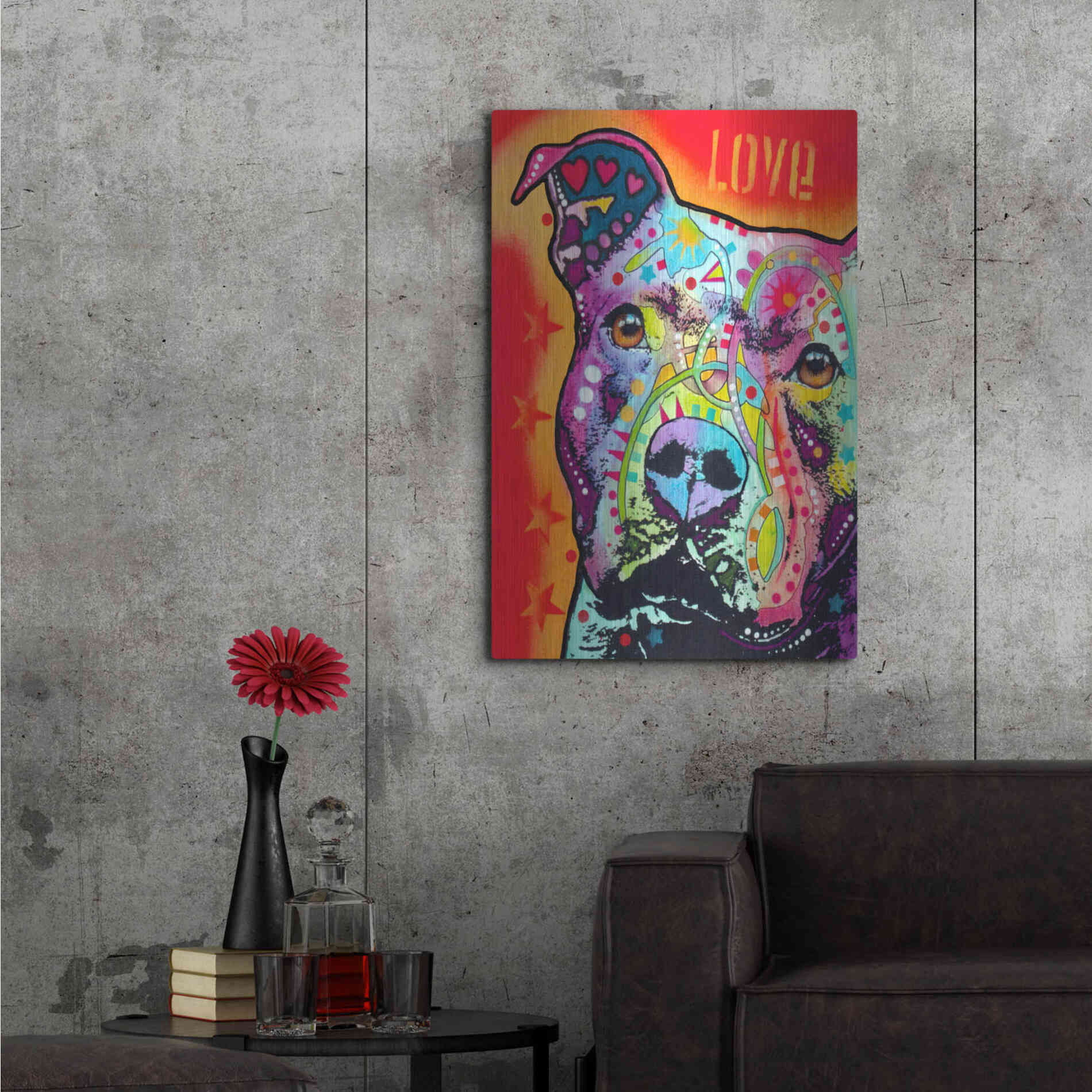 Luxe Metal Art 'Thoughtful Pitbull' by Dean Russo, Metal Wall Art,24x36