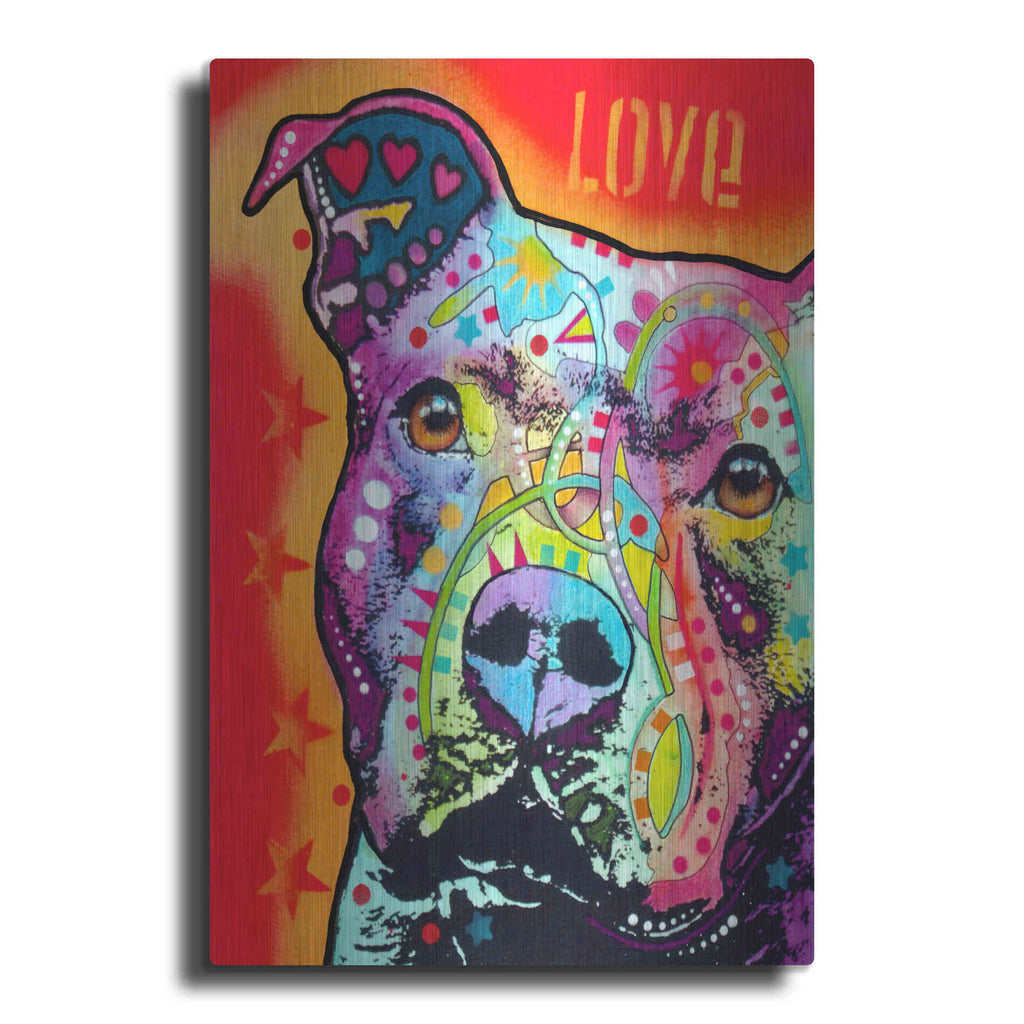 Luxe Metal Art 'Thoughtful Pitbull' by Dean Russo, Metal Wall Art