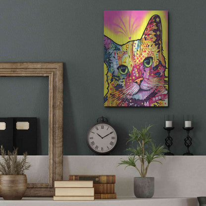 Luxe Metal Art 'Tilt Cat I' by Dean Russo, Metal Wall Art,12x16