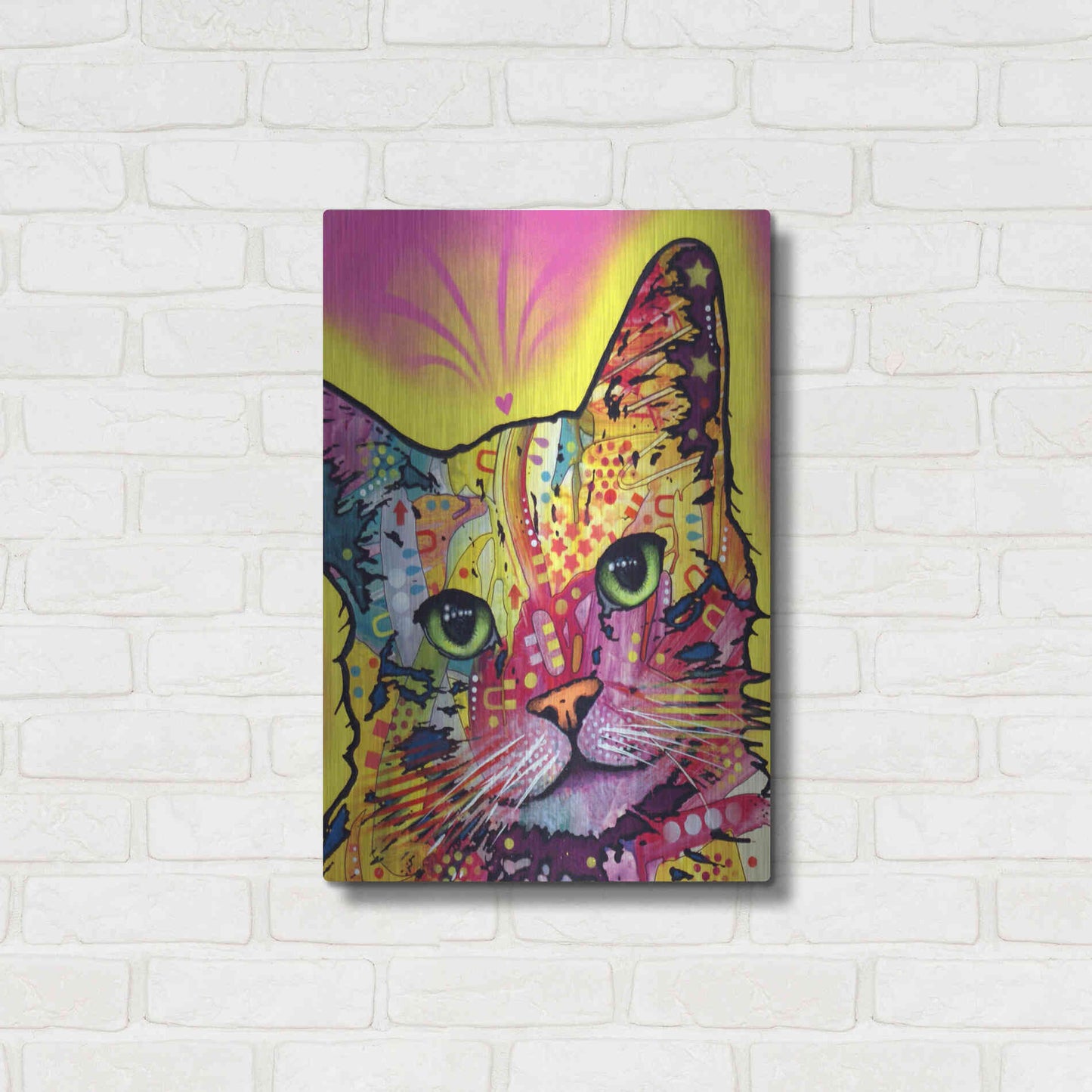 Luxe Metal Art 'Tilt Cat I' by Dean Russo, Metal Wall Art,16x24