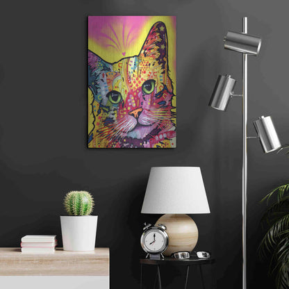 Luxe Metal Art 'Tilt Cat I' by Dean Russo, Metal Wall Art,16x24