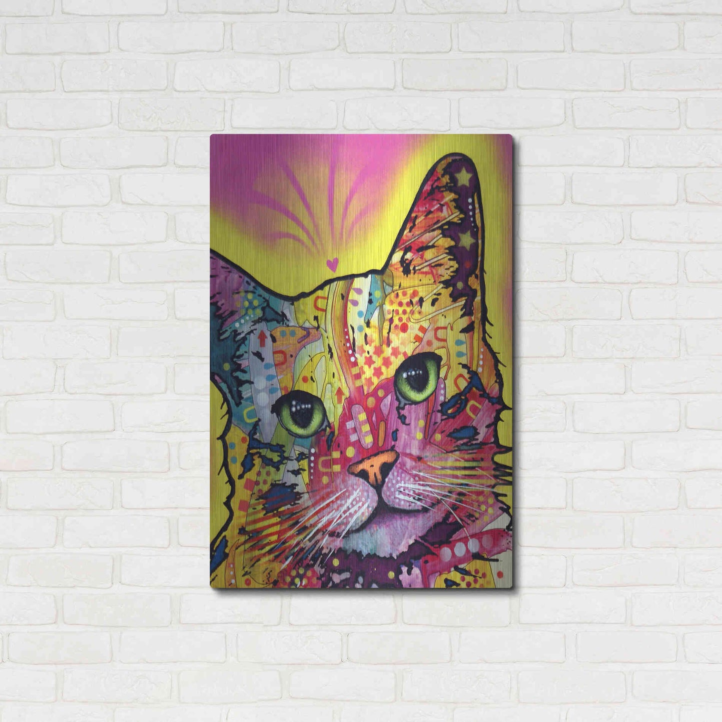 Luxe Metal Art 'Tilt Cat I' by Dean Russo, Metal Wall Art,24x36