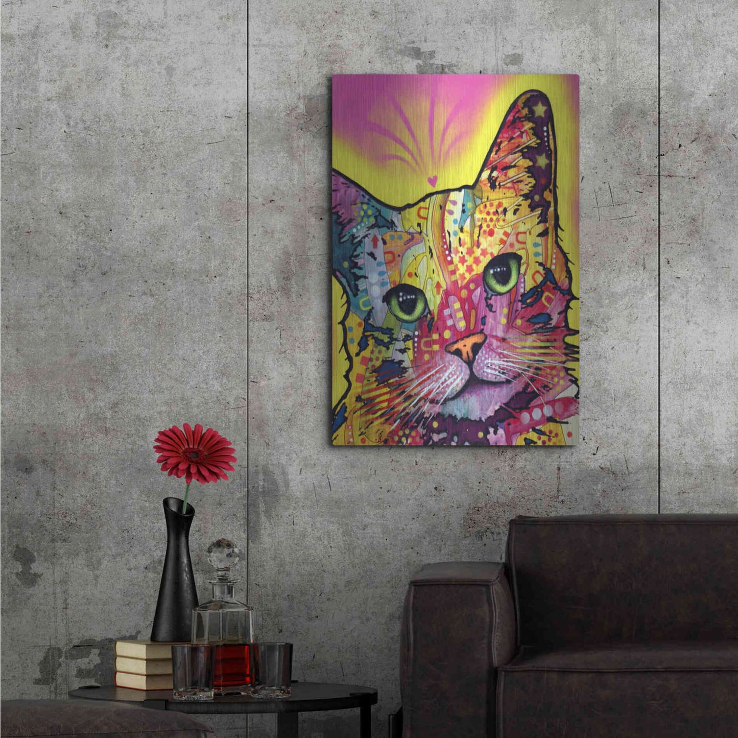 Luxe Metal Art 'Tilt Cat I' by Dean Russo, Metal Wall Art,24x36