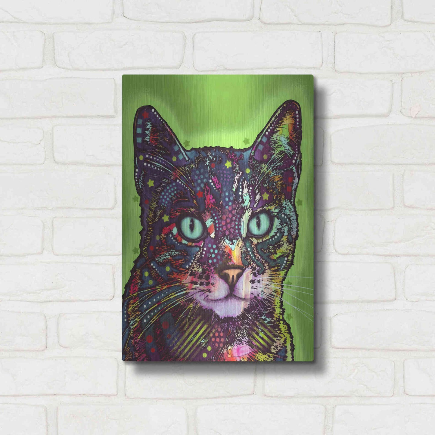 Luxe Metal Art 'Watchful Cat' by Dean Russo, Metal Wall Art,12x16