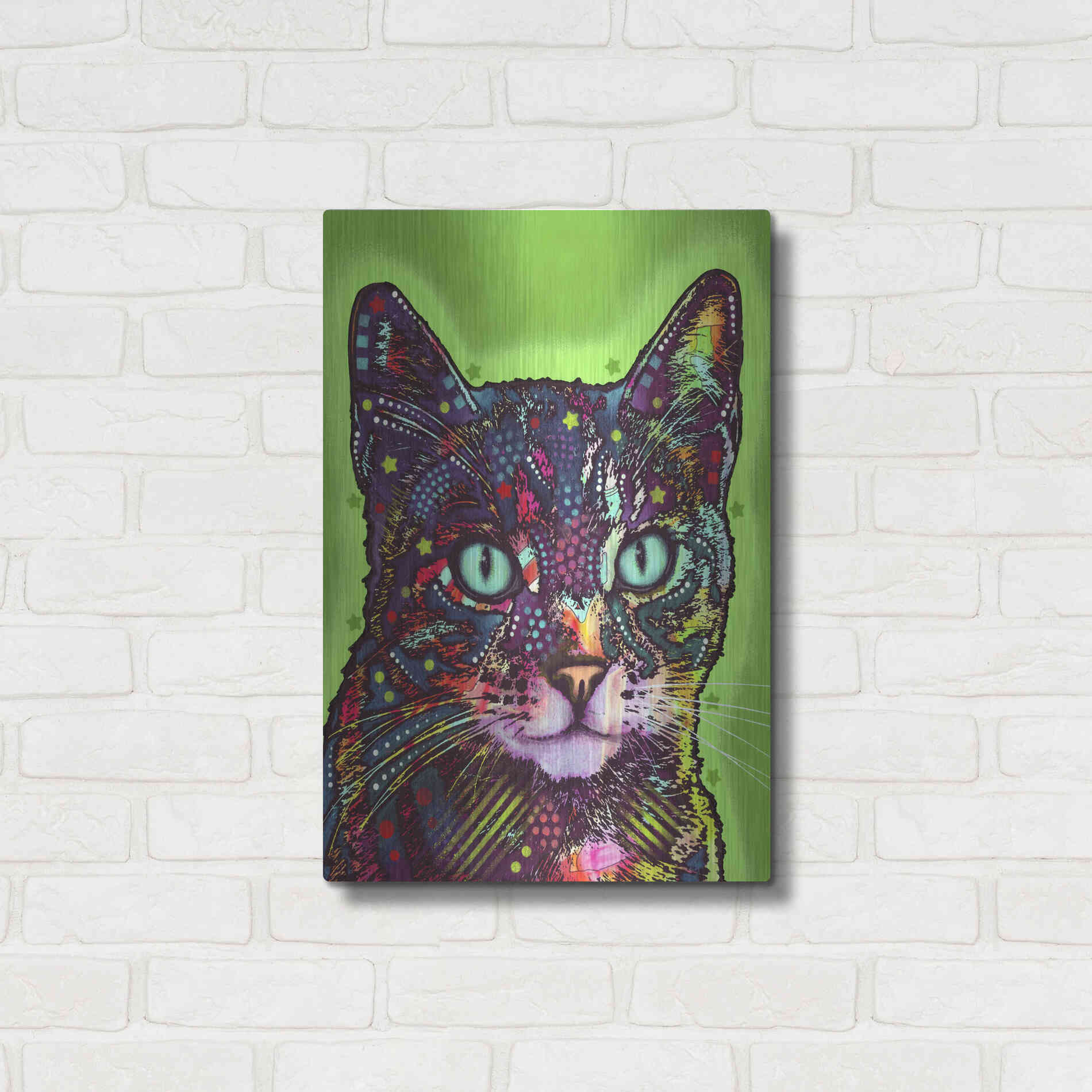 Luxe Metal Art 'Watchful Cat' by Dean Russo, Metal Wall Art,16x24